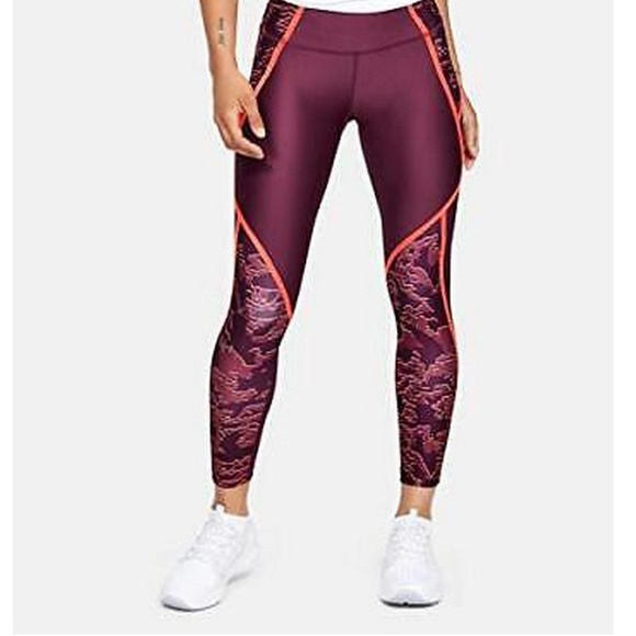 Under Armour Women’s Heat Gear Armour Edgelift Print Cropped Leggings Size L - Picture 1 of 7
